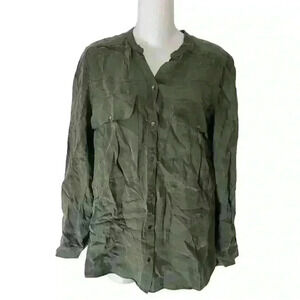 Zara Khaki Green Oversized Long Sleeved Shirt Size Small